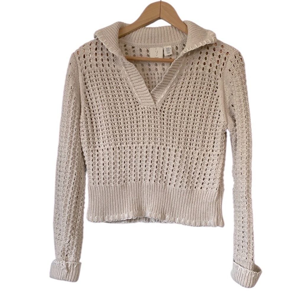 Joie Open Knit Collared Women’s Sweater Size  XS Cream